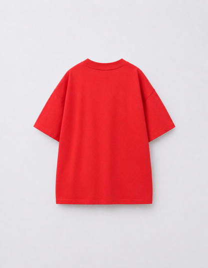 Kids Red Round Neck Half Sleeve