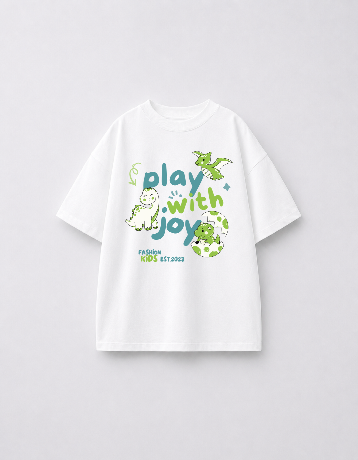 KEAR Play With Joy Kids Oversized T-Shirt | Premium Cotton Half Sleeve Tee for Boys & Girls