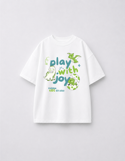 KEAR Play With Joy Kids Oversized T-Shirt | Premium Cotton Half Sleeve Tee for Boys & Girls